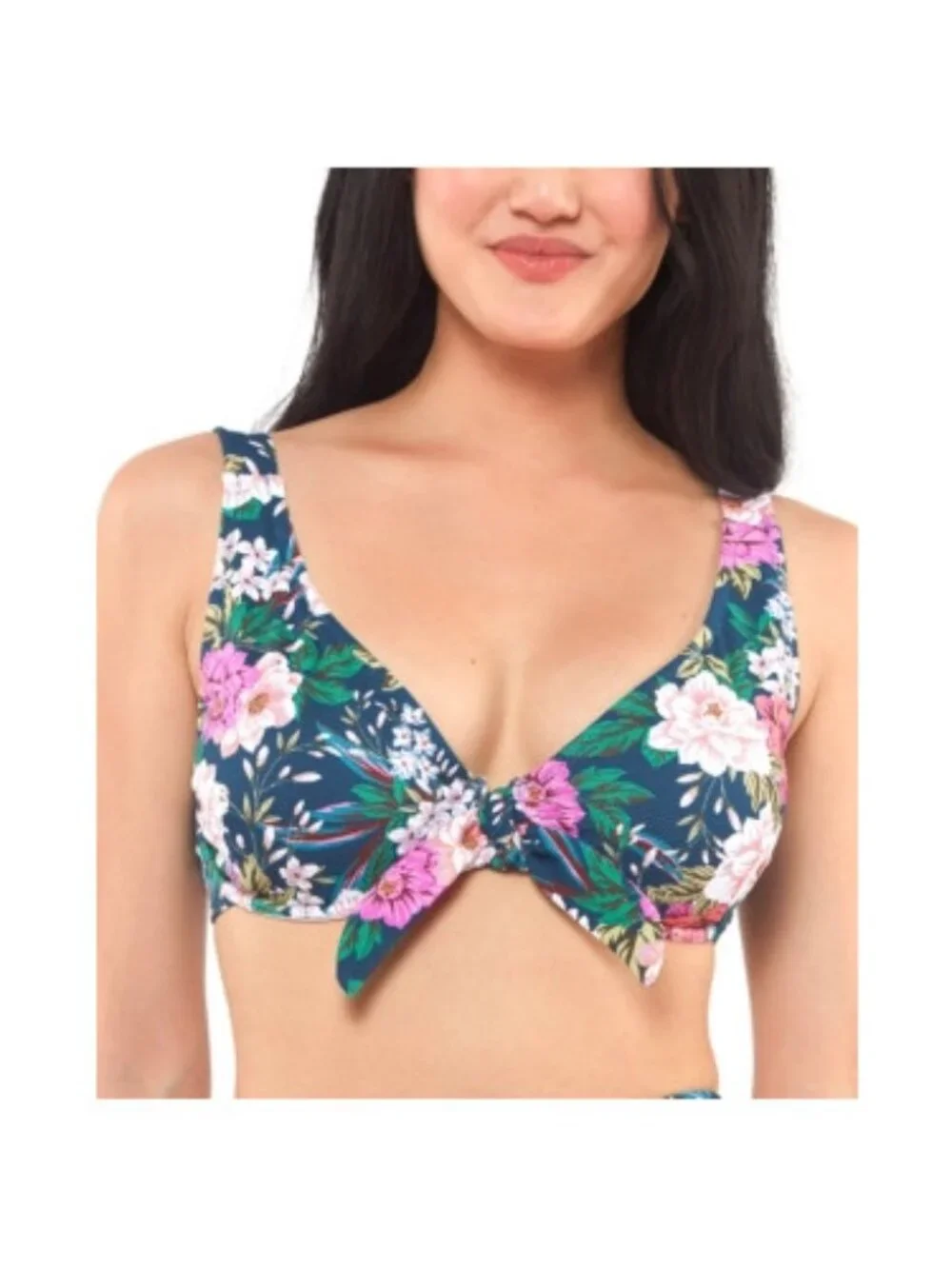 Jessica Simpson Women Tie Front Underwire D-Bra Swimsuit